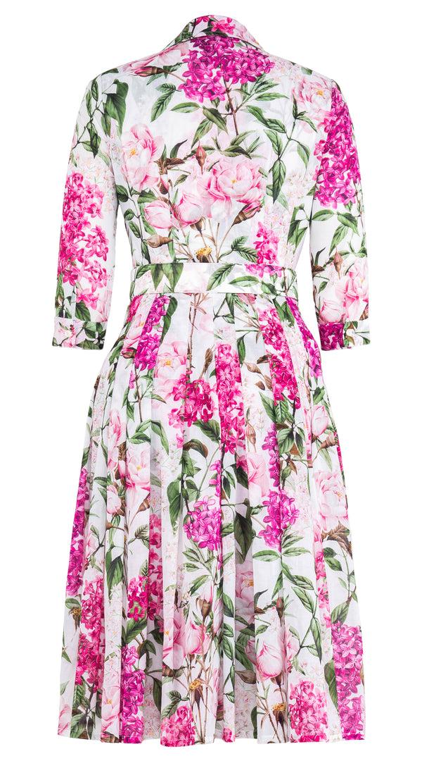 Samantha Sung Audrey Dress #4 Shirt Collar 3/4 Sleeve Long Length Cotton Musola (Lilac Heaven Pastel) XS