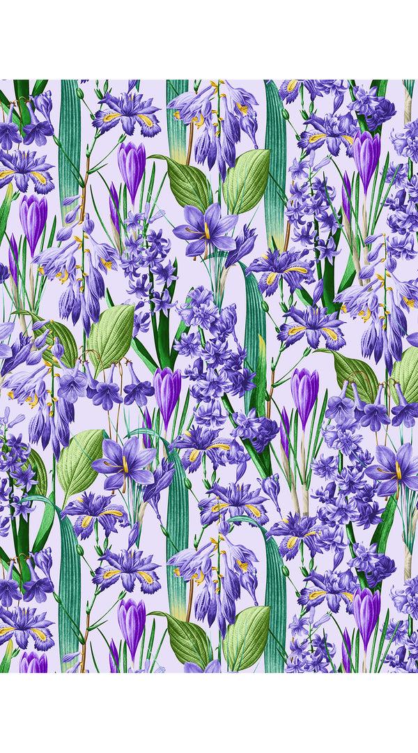 Samantha Sung Audrey Dress #4 Shirt Collar 3/4 Sleeve Long Length Cotton Stretch (Crocus Hyacinth Pastel)