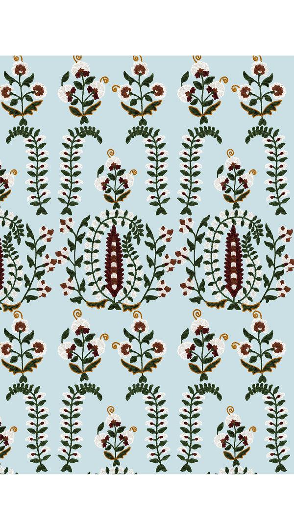 Samantha Sung Audrey Dress #4 Shirt Collar 3/4 Sleeve Long Length Cotton Musola (Suzani Ferns)