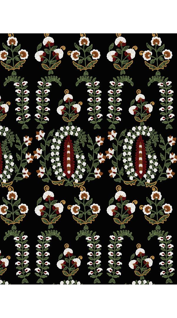 Samantha Sung Audrey Dress #4 Shirt Collar 3/4 Sleeve Long Length Cotton Musola (Suzani Ferns)