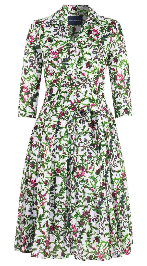 Samantha Sung Audrey Dress #4 Shirt Collar 3/4 Sleeve Long Length Cotton Musola (Lavender Haze)