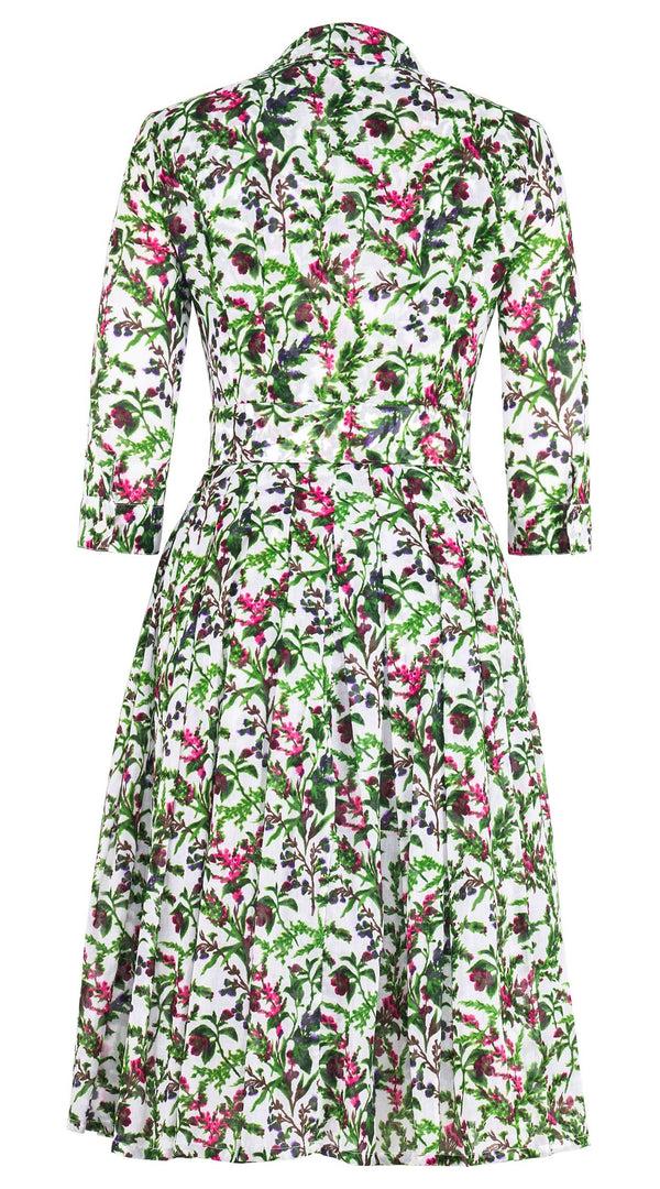 Samantha Sung Audrey Dress #4 Shirt Collar 3/4 Sleeve Long Length Cotton Musola (Lavender Haze)