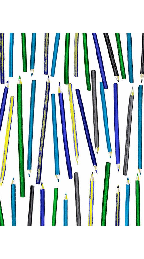 Samantha Sung Audrey Dress #4 Shirt Collar 3/4 Sleeve Long Length Cotton Musola (Prisma Pencil All Over Big)