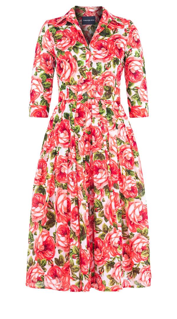 samantha sung Audrey Dress #4 Shirt Collar 3/4 Sleeve Long Length Musola (Queen Bee White) 1