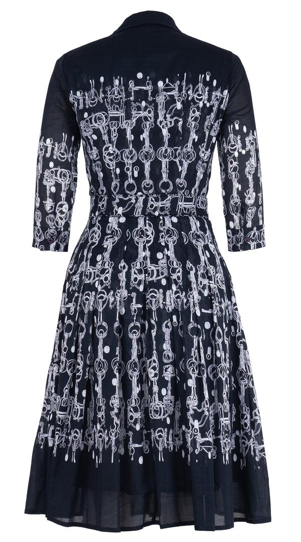 Samantha Sung Audrey Dress #4 Shirt Collar 3/4 Sleeve Long Length Musola (Horse Chain) 3