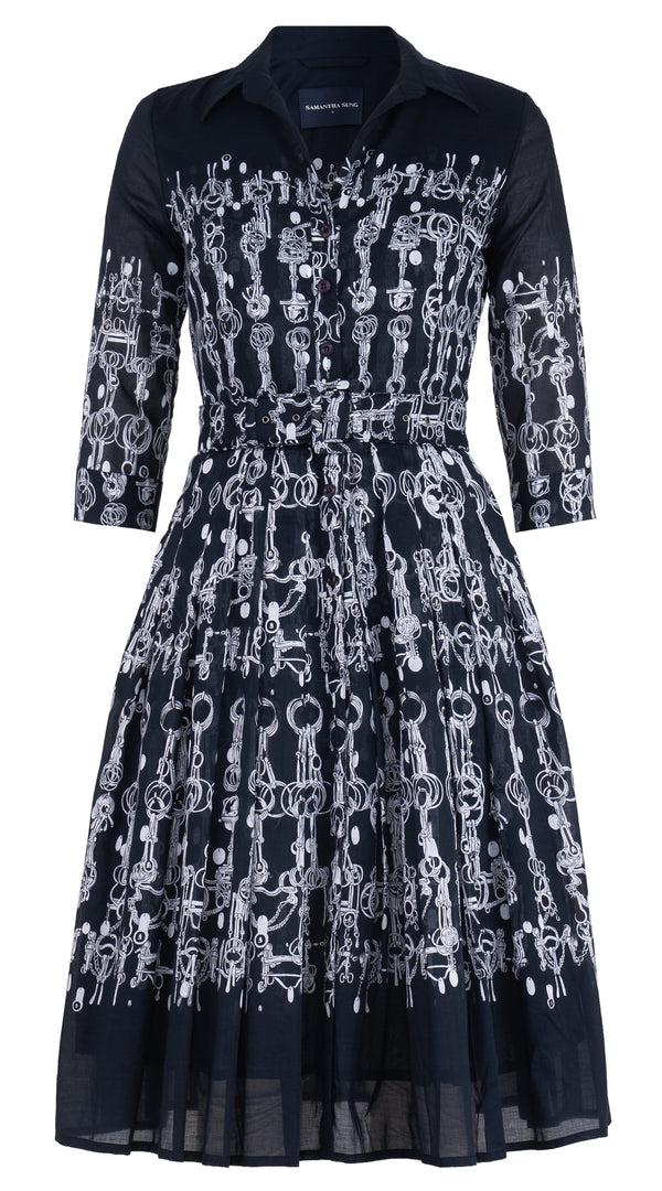 samantha sung Audrey Dress #4 Shirt Collar 3/4 Sleeve Long Length Musola (Horse Chain) 3