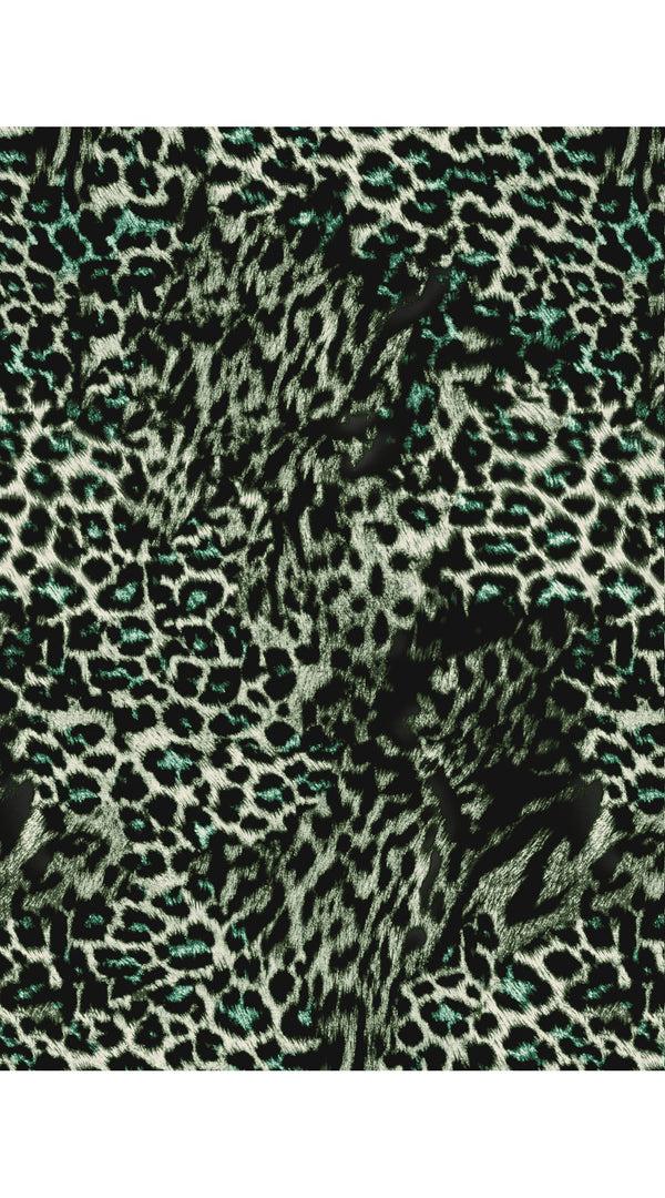 Samantha Sung Audrey Dress #4 Shirt Collar 3/4 Sleeve Long Length Cotton Musola (Viper Leopard Big)