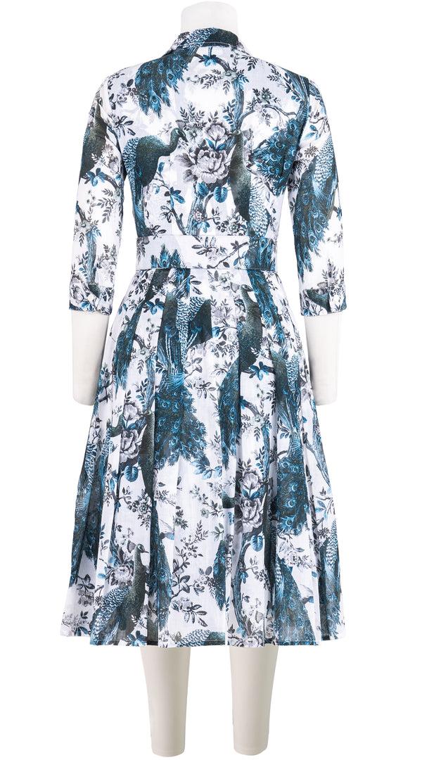 Samantha Sung Audrey Dress #4 Shirt Collar 3/4 Sleeve Midi Length Musola (Belvedere Peacock) 2