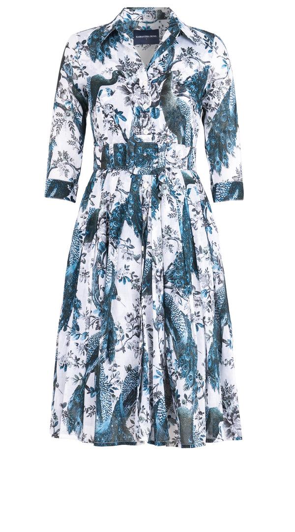 samantha sung Audrey Dress #4 Shirt Collar 3/4 Sleeve Midi Length Musola (Belvedere Peacock) 2