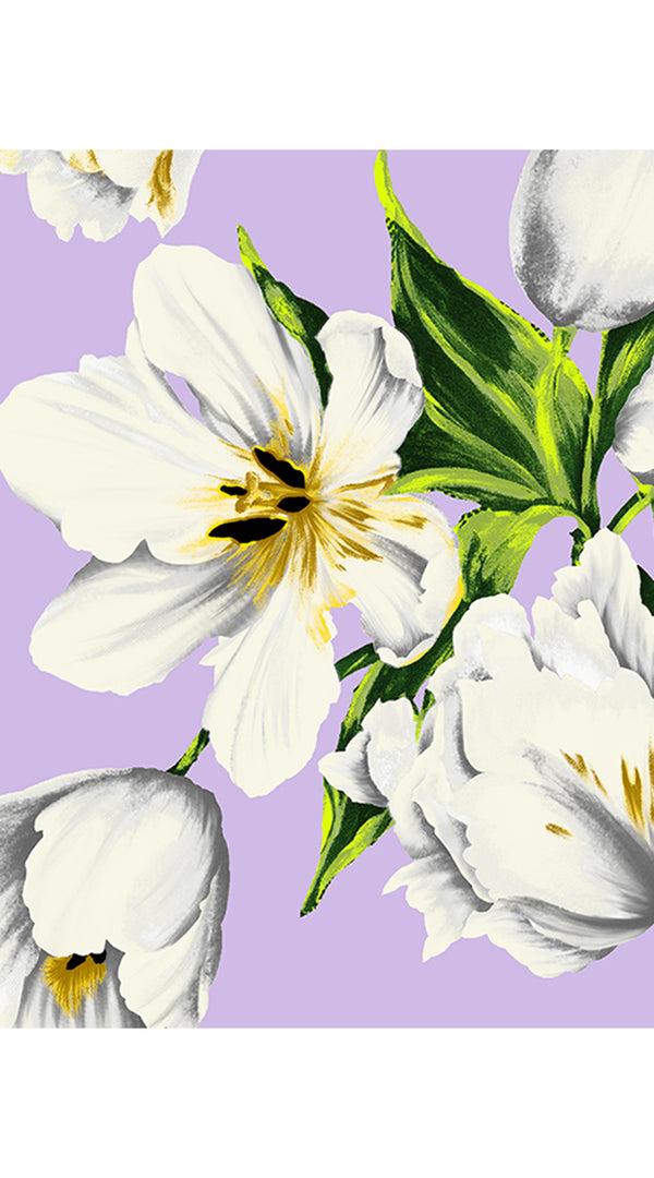 Samantha Sung Audrey Dress #4 Shirt Collar 3/4 Sleeve Midi Length Cotton Musola (Emperor Tulip Pastel)