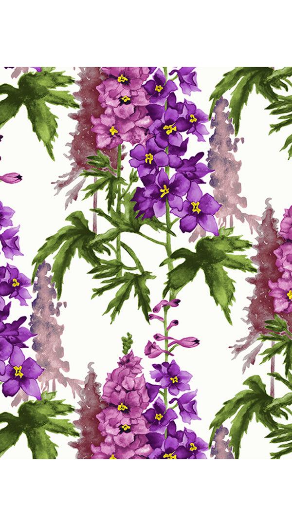 Samantha Sung Audrey Dress #4 Shirt Collar 3/4 Sleeve Midi Length Cotton Musola (Campanula Flower White)