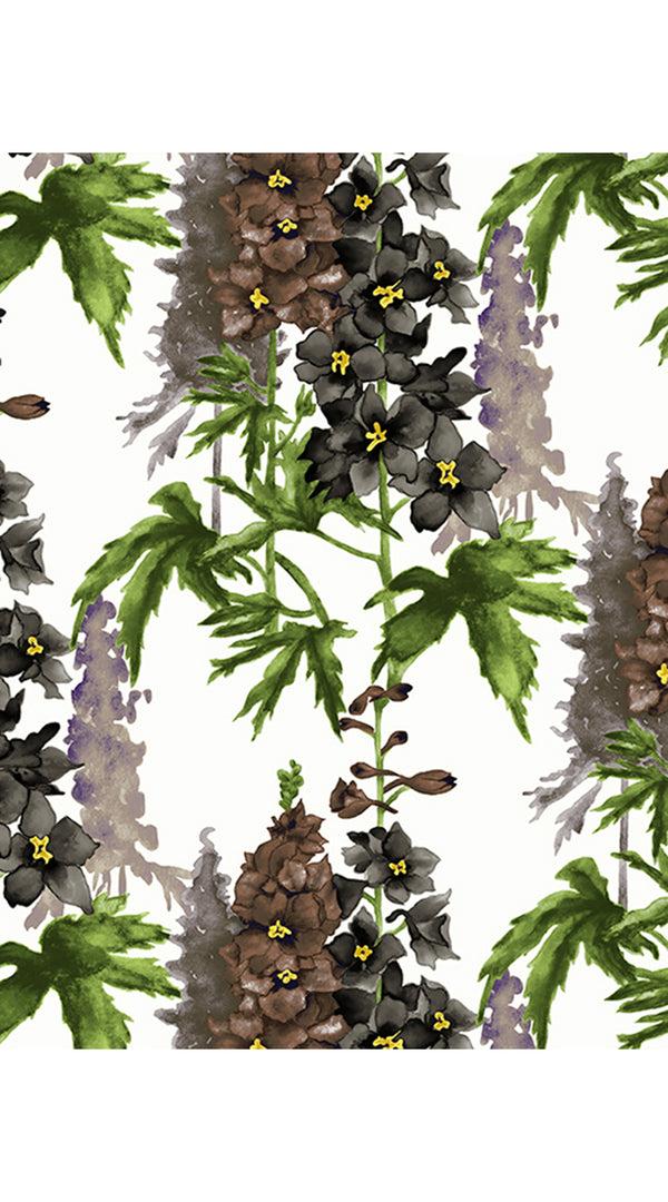 Samantha Sung Audrey Dress #4 Shirt Collar 3/4 Sleeve Midi Length Cotton Musola (Campanula Flower White)