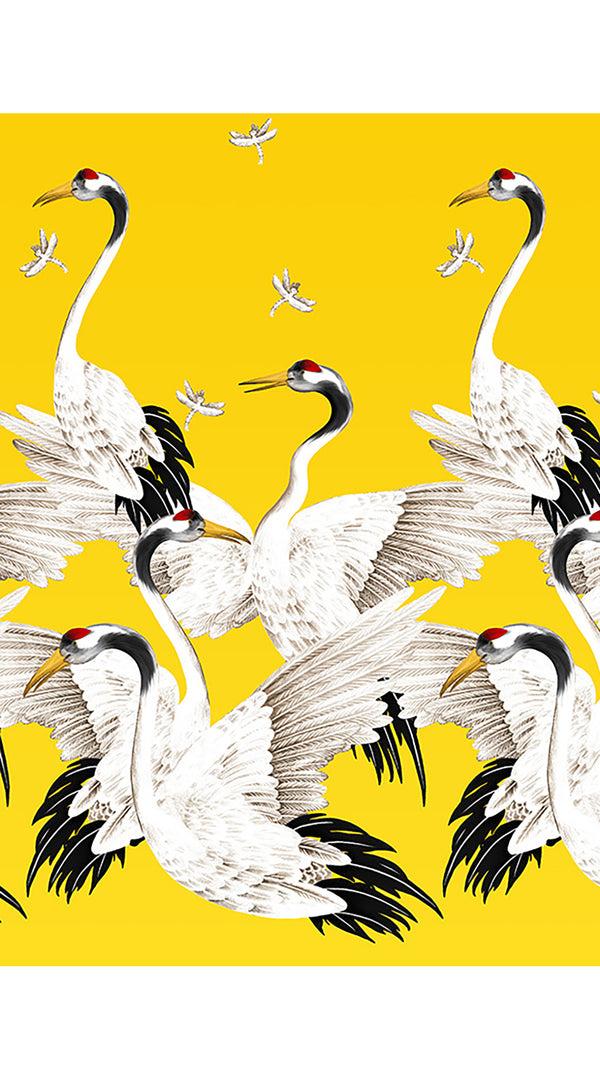 Samantha Sung Audrey Dress #4 Shirt Collar 3/4 Sleeve Midi Length Cotton Stretch (White Crane Ombre)