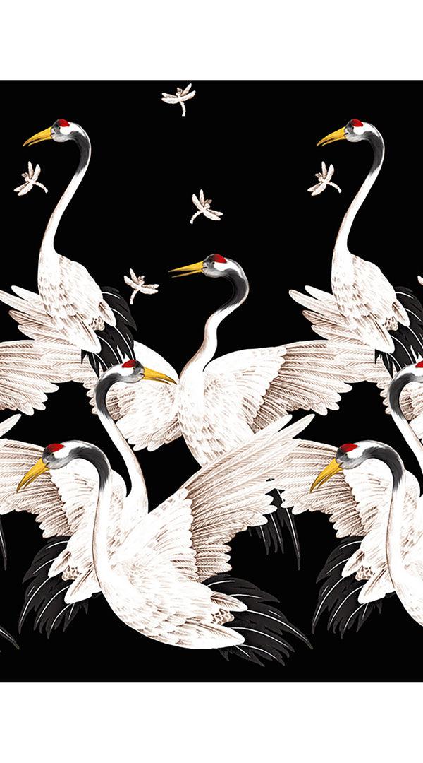 Samantha Sung Audrey Dress #4 Shirt Collar 3/4 Sleeve Midi Length Cotton Stretch (White Crane Ombre)