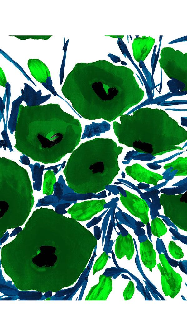 Samantha Sung Audrey Dress #4 Shirt Collar 3/4 Sleeve Midi Length Cotton Musola (Fiori Poppy Big White)