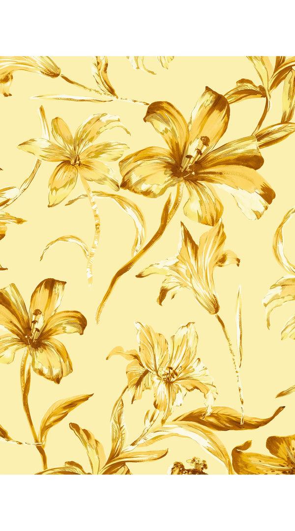 Samantha Sung Audrey Dress #4 Shirt Collar 3/4 Sleeve Midi Length Cotton Musola (Portofino Lillies Small)