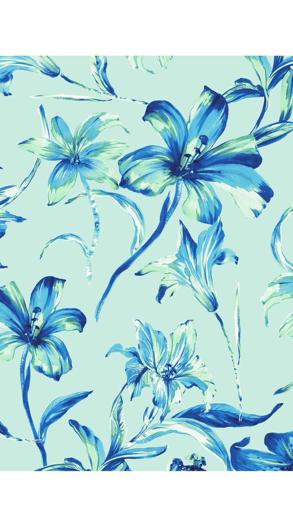 Samantha Sung Audrey Dress #4 Shirt Collar 3/4 Sleeve Midi Length Cotton Musola (Portofino Lillies Small)