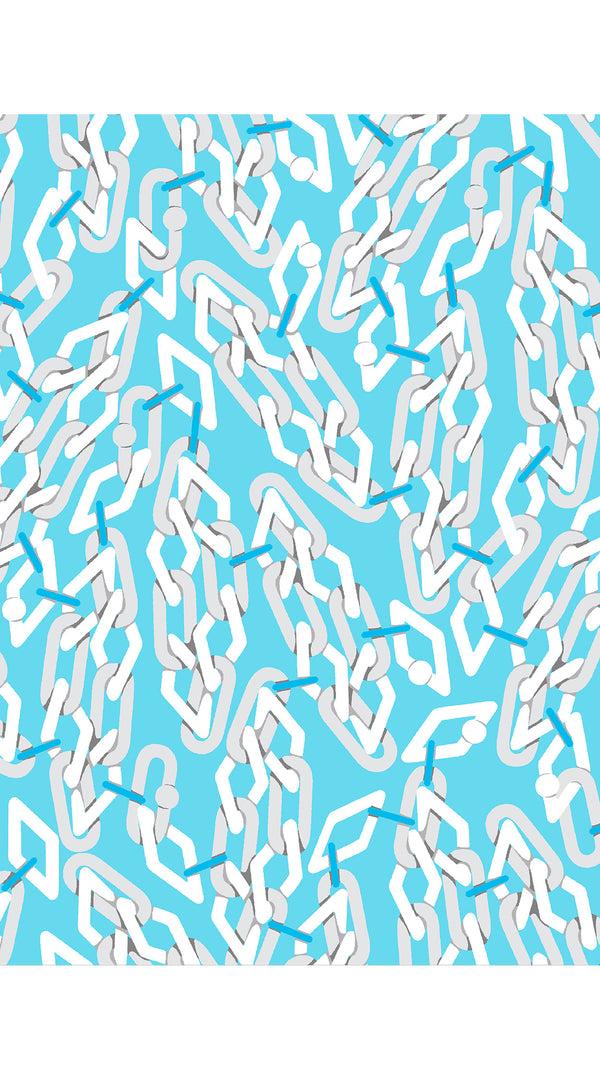 Samantha Sung Audrey Dress #4 Shirt Collar 3/4 Sleeve Midi Length Cotton Musola (Multi Chain BIg Pastel)