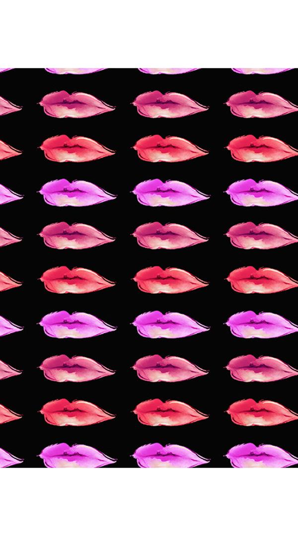 Samantha Sung Audrey Dress #4 Shirt Collar 3/4 Sleeve Midi Length Cotton Musola (Watercolor Lips)