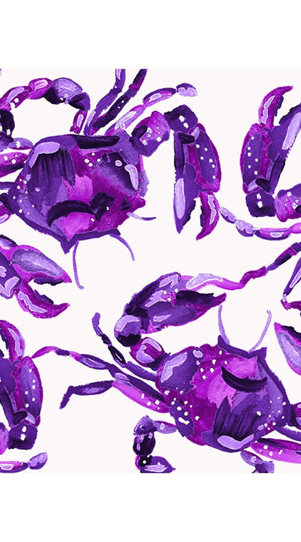 Samantha Sung Audrey Dress #4 Shirt Collar 3/4 Sleeve Midi Length Cotton Stretch (Crab Art)