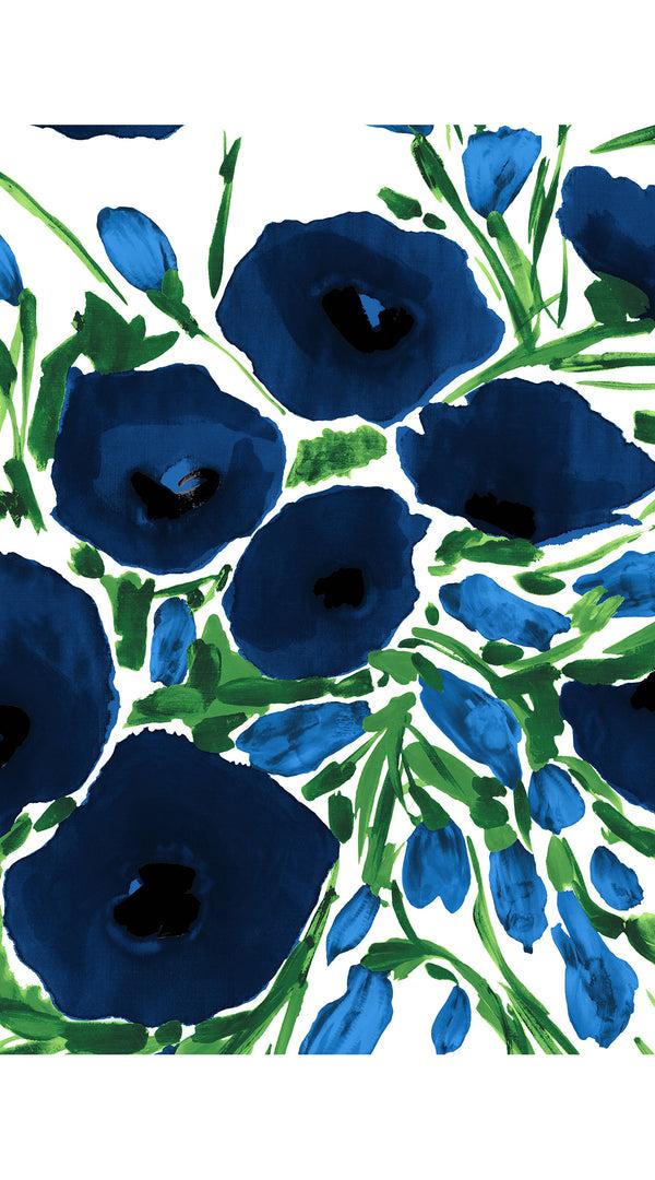 Samantha Sung Audrey Dress #4 Shirt Collar 3/4 Sleeve Midi Length Cotton Musola (Fiori Poppy Big White)