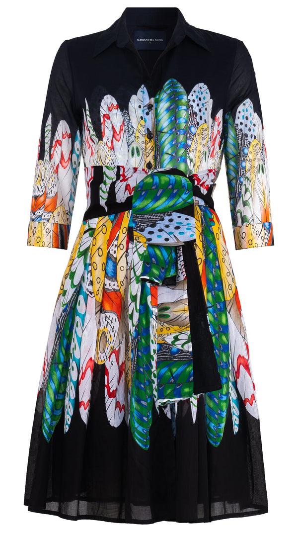 Samantha Sung Audrey Dress #4 Shirt Collar 3/4 Sleeve Regular Length Musola (African Feather)