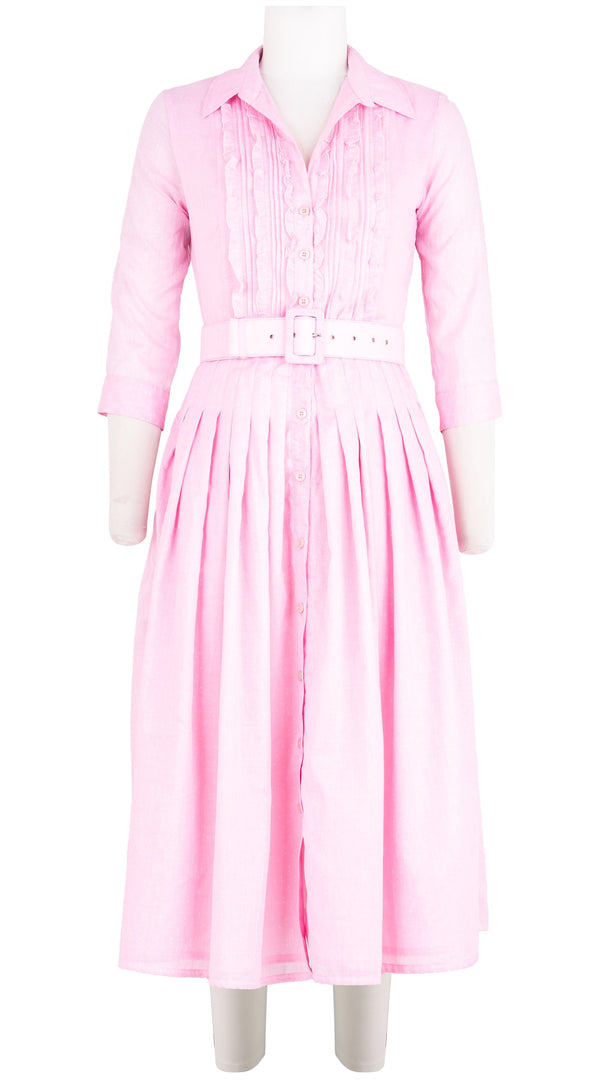 samantha sung Audrey Dress #4 Shirt Collar Ruffle 3/4 Sleeve Midi Length Cotton Musola (Mini Dots 50)