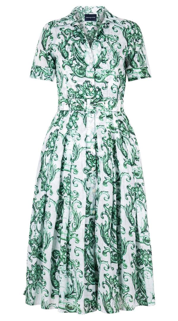 samantha sung Audrey Dress #4 Shirt Collar Short Cuff Sleeve Midi Length Musola (Cherub Tile)