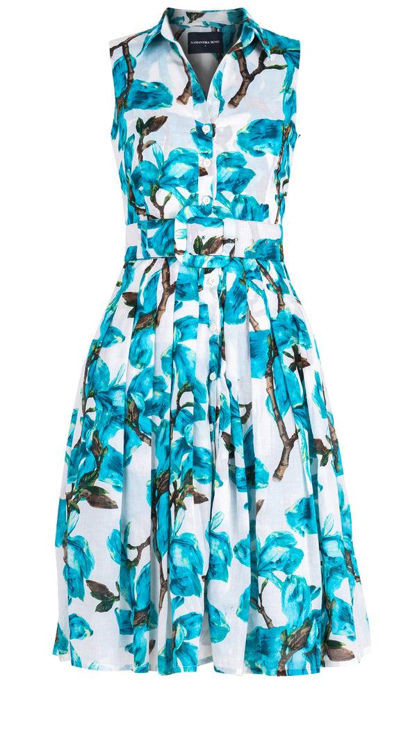 samantha sung Audrey Dress #4 Shirt Collar Sleeveless Long Length Musola (Magnolia Blossom) 3