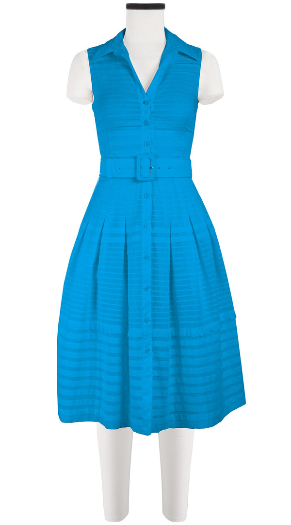 Samantha Sung Audrey Dress #5 Shirt Collar Sleeveless Long Length Cotton Musola (Solid)