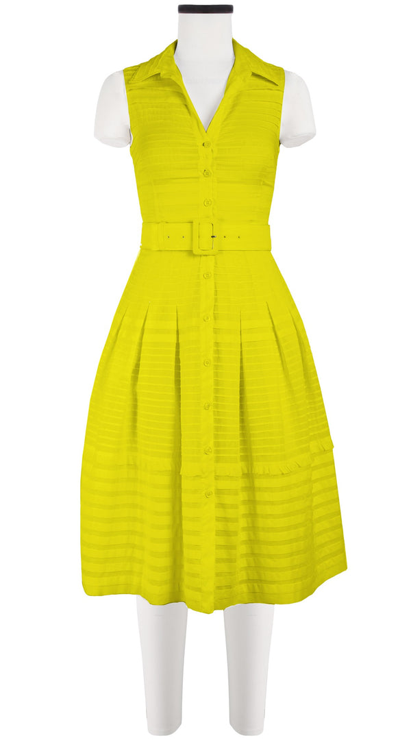 Samantha Sung Audrey Dress #5 Shirt Collar Sleeveless Long Length Cotton Musola (Solid)