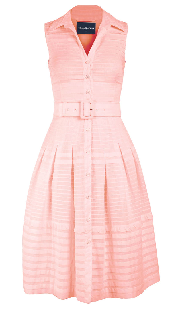 Samantha Sung Audrey Dress #5 Shirt Collar Sleeveless Long Length Cotton Musola (Solid)