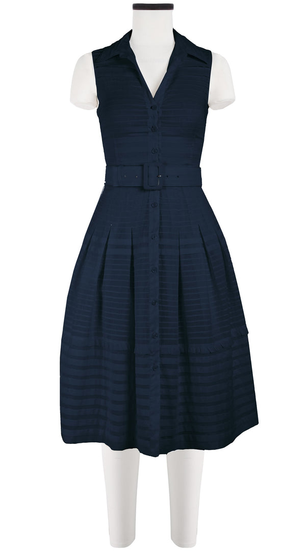 Samantha Sung Audrey Dress #5 Shirt Collar Sleeveless Long Length Cotton Musola (Solid)