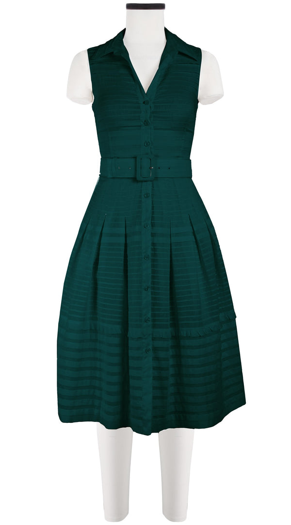 Samantha Sung Audrey Dress #5 Shirt Collar Sleeveless Long Length Cotton Musola (Solid)