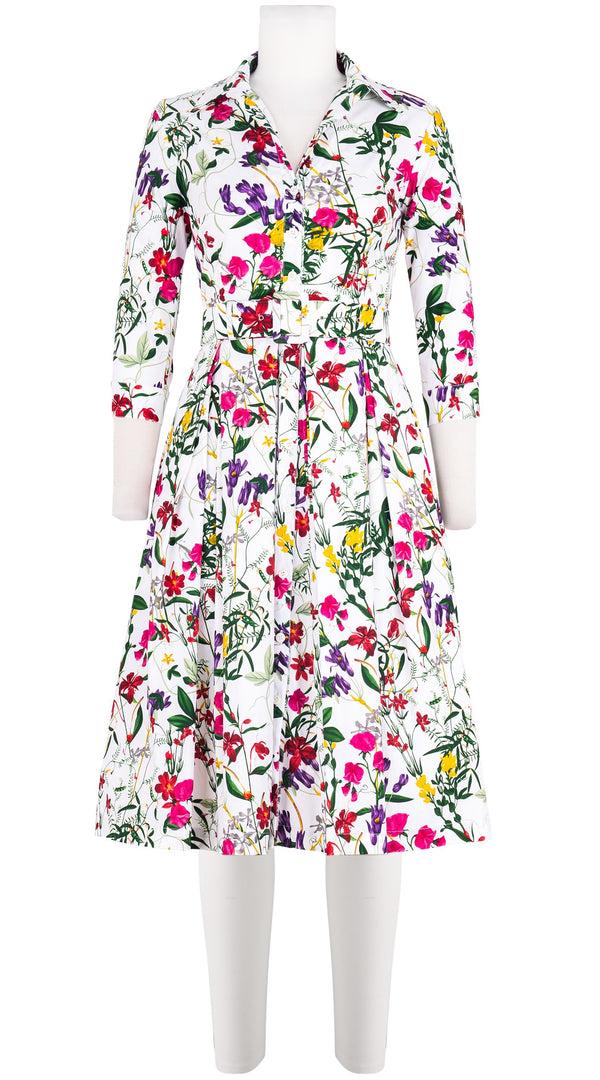 samantha sung Audrey Dress #7 Shirt Collar 3/4 Sleeve Long Length Cotton Stretch (Fairy Tail Flower)
