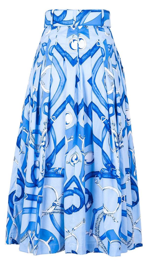 Samantha Sung Audrey Skirt #2 Midi Length Cotton Stretch (Secretariat Horse Pastel)