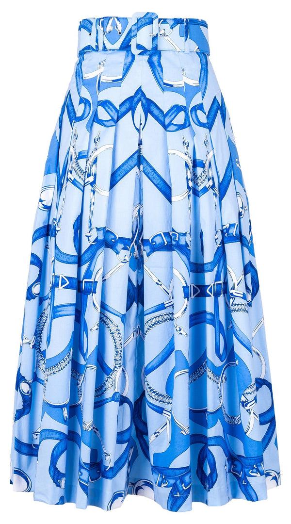 samantha sung Audrey Skirt #2 Midi Length Cotton Stretch (Secretariat Horse Pastel)