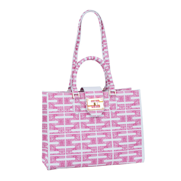 Samantha Sung Audrey Tote_Medium_Bauhaus SS_White Pink