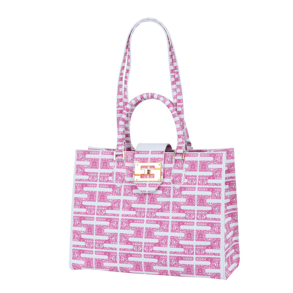 Samantha Sung Audrey Tote_Medium_Bauhaus SS_White Pink