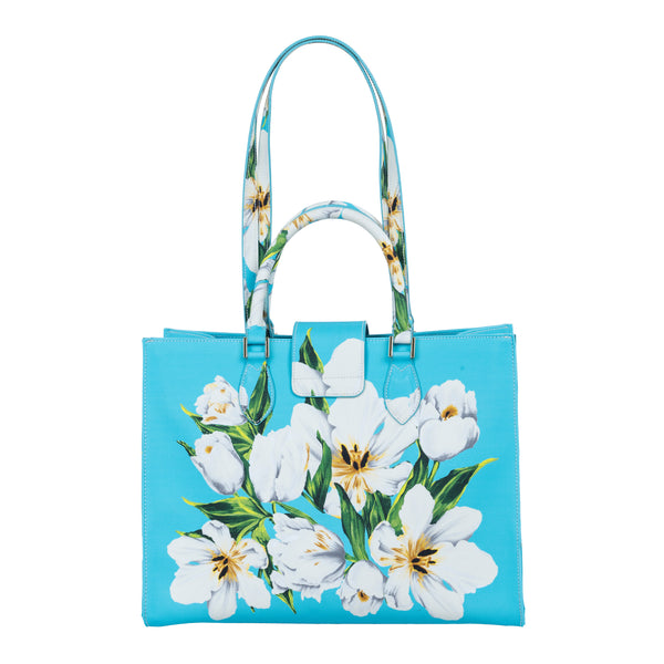 Samantha Sung Audrey Tote_Medium_Emperor Tulip Bright_Aqua