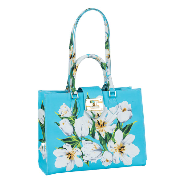 samantha sung Audrey Tote_Medium_Emperor Tulip Bright_Aqua