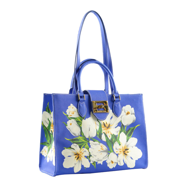 Samantha Sung Audrey Tote_Medium_Emperor Tulip Bright_Blue