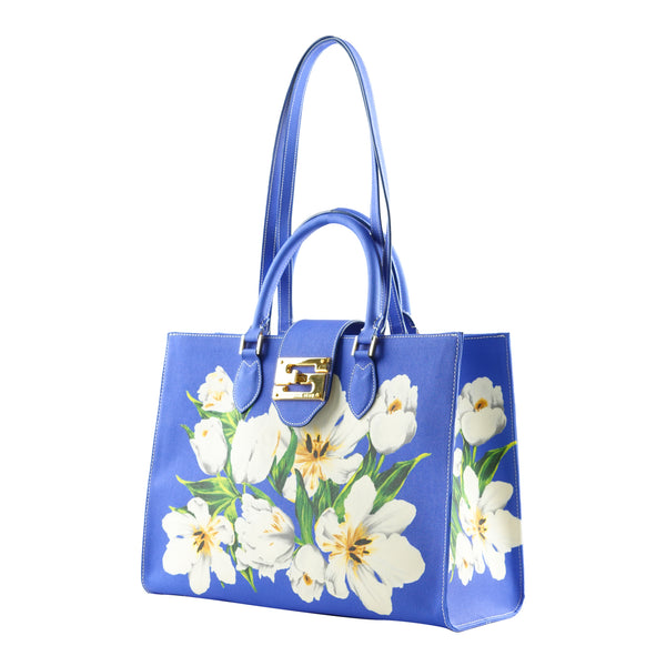Samantha Sung Audrey Tote_Medium_Emperor Tulip Bright_Blue