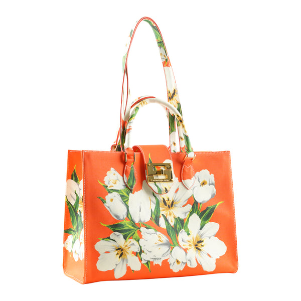Samantha Sung Audrey Tote_Medium_Emperor Tulip Bright_Orange