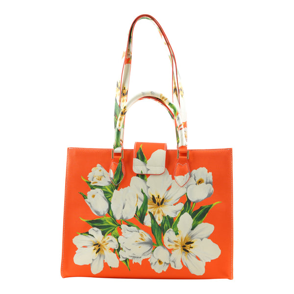 Samantha Sung Audrey Tote_Medium_Emperor Tulip Bright_Orange