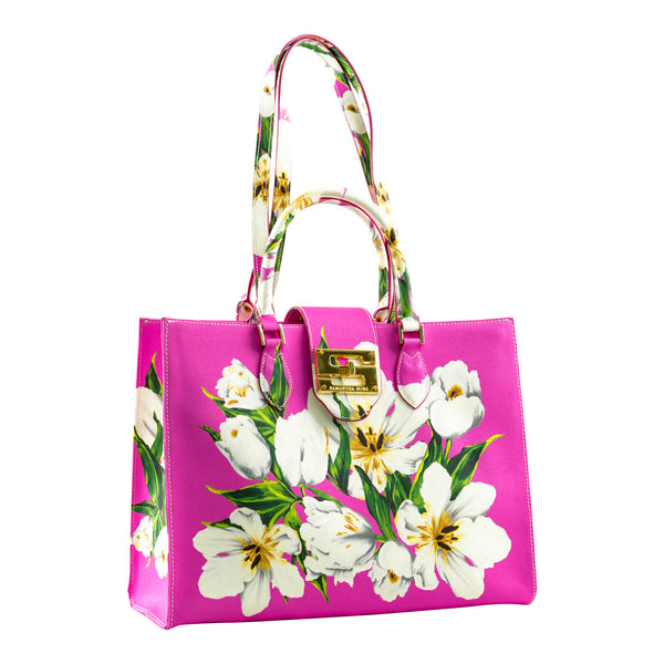 Samantha Sung Audrey Tote_Medium_Emperor Tulip Bright_Pink