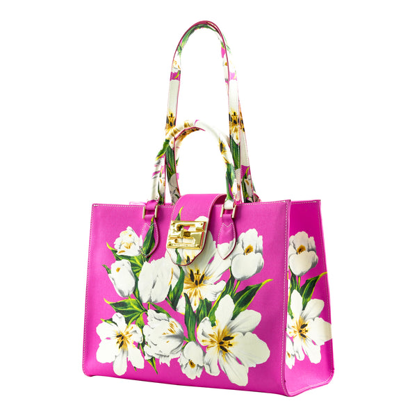 Samantha Sung Audrey Tote_Medium_Emperor Tulip Bright_Pink