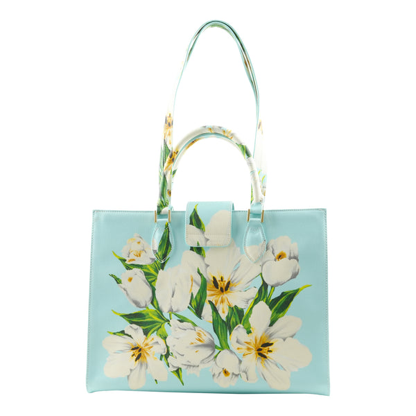 Samantha Sung Audrey Tote_Medium_Emperor Tulip Pastel_Soft Aqua