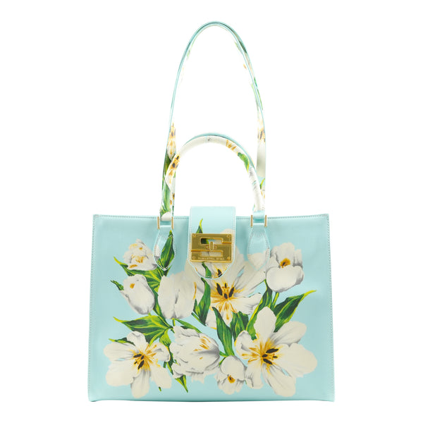 samantha sung Audrey Tote_Medium_Emperor Tulip Pastel_Soft Aqua