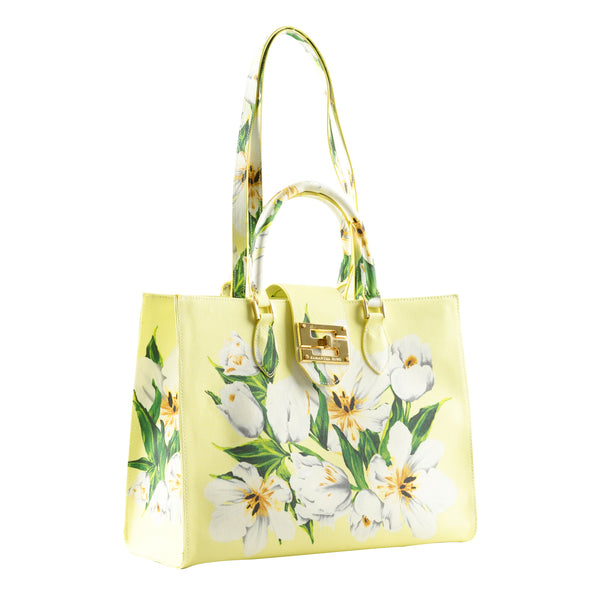 Samantha Sung Audrey Tote_Medium_Emperor Tulip Pastel_Soft Yellow